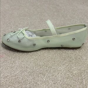 Mint Green Rhinestone Flats (b2)